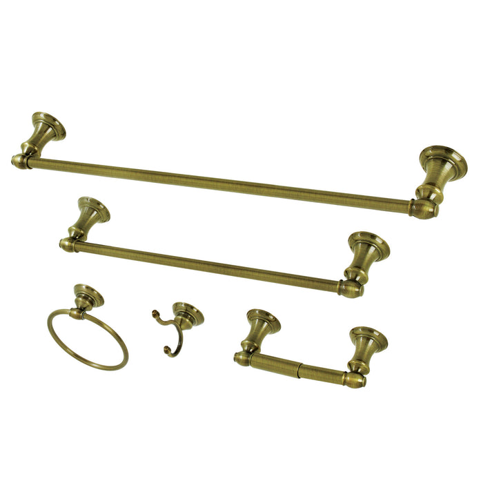 Provence BAHK2612478AB 5-Piece 18-Inch and 24-Inch Towel Bars Bathroom Accessory Set, Antique Brass