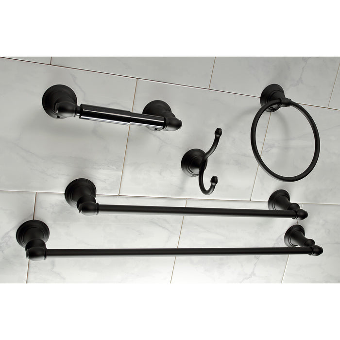 Kingston Tulare BAHK2612478K - Provence 5-Piece 18-Inch and 24-Inch Towel Bars Bathroom Accessory Set, Matte Black