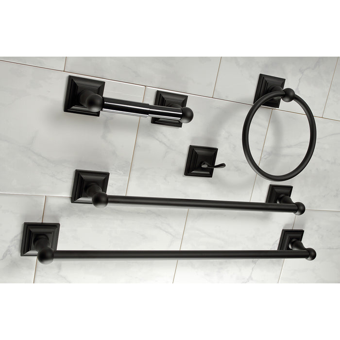 Kingston Tulare BAHK3212478K - Serano 5-Piece 18-Inch and 24-Inch Towel Bars Bathroom Accessory Set, Matte Black