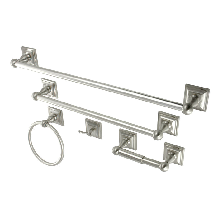 Kingston Tulare BAHK3212478SN - Serano 5-Piece 18-Inch and 24-Inch Towel Bars Bathroom Accessory Set, Brushed Nickel
