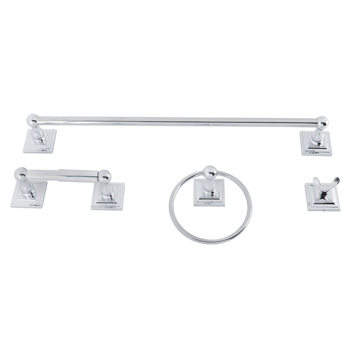 Kingston Tulare BAHK321478C - Serano 4-Piece 24-Inch Towel Bar Bathroom Accessory Set, Polished Chrome