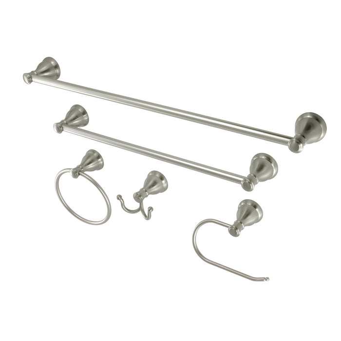 Kingston Tulare BAHK5012478SN - Mesa Verde 5-Piece 18-Inch and 24-Inch Towel Bars Bathroom Accessory Set, Brushed Nickel