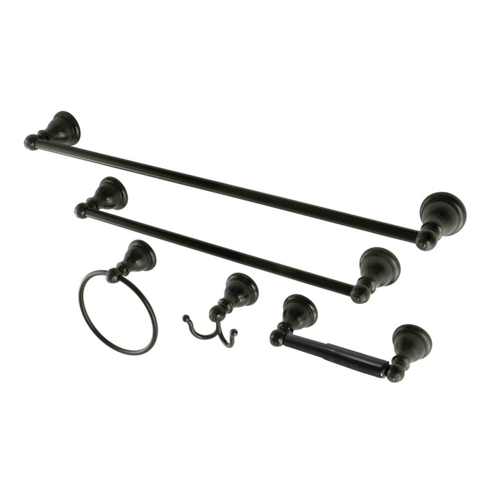 Kingston Tulare BAHK5112478ORB - Santa Fe 5-Piece 18-Inch and 24-Inch Towel Bars Bathroom Accessory Set, Oil Rubbed Bronze