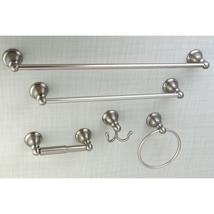 Kingston Tulare BAHK5112478SN - Santa Fe 5-Piece 18-Inch and 24-Inch Towel Bars Bathroom Accessory Set, Brushed Nickel