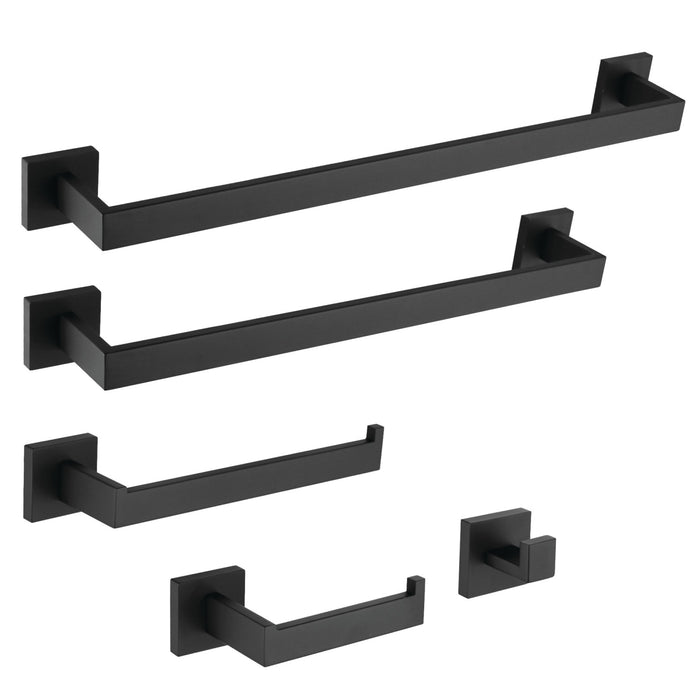 Kingston Sona BAHK6012478MB - Markus 5-Piece 18-Inch and 24-Inch Towel Bars Bathroom Accessory Set, Matte Black