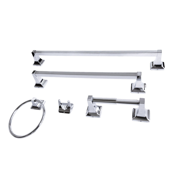 Kingston Sona BAHK602124781 - Milton 5-Piece 18-Inch and 24-Inch Towel Bars Bathroom Accessory Set, Polished Chrome
