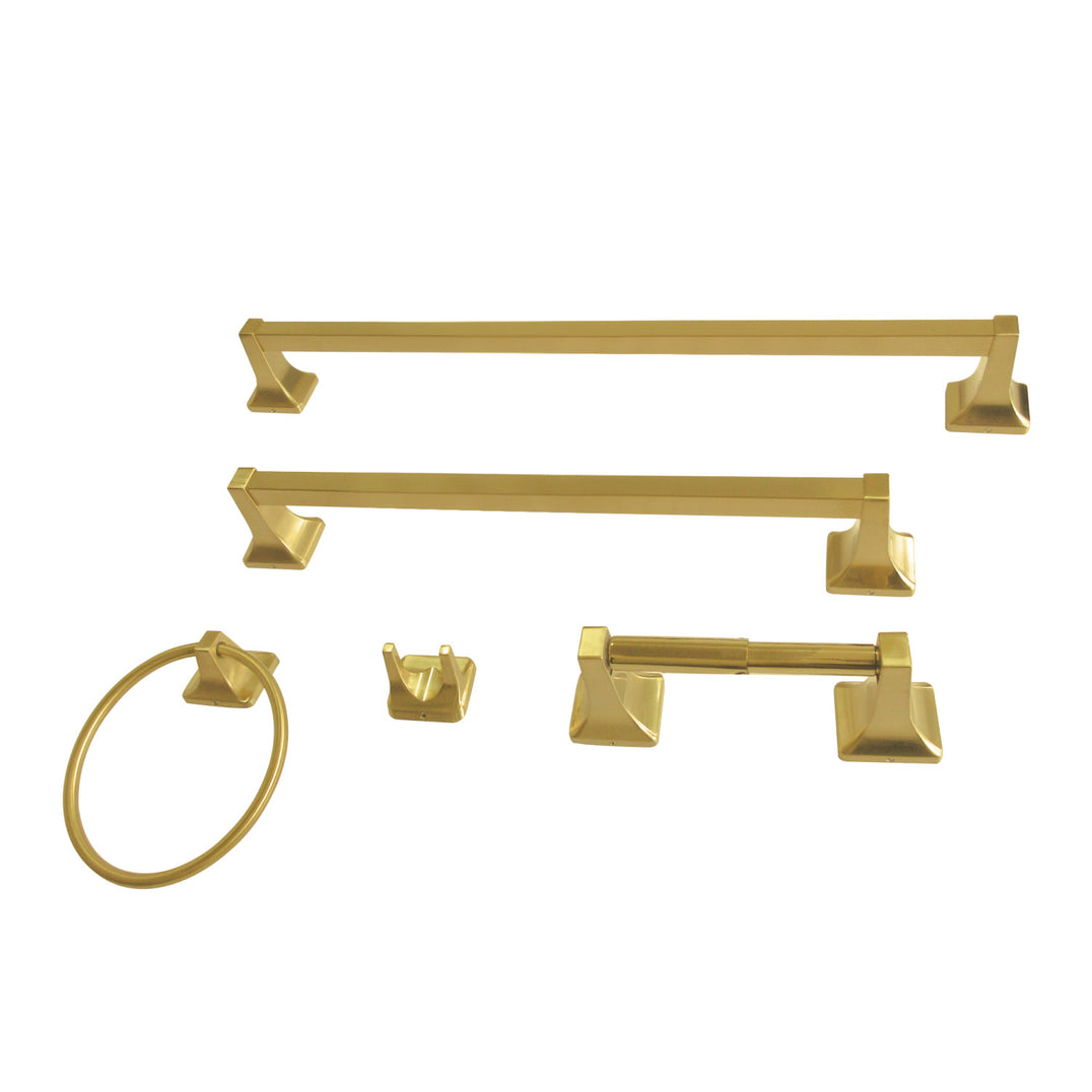 Milton BAHK602124787 5-Piece 18-Inch and 24-Inch Towel Bars Bathroom Accessory Set, Brushed Brass - Thumbnail 4