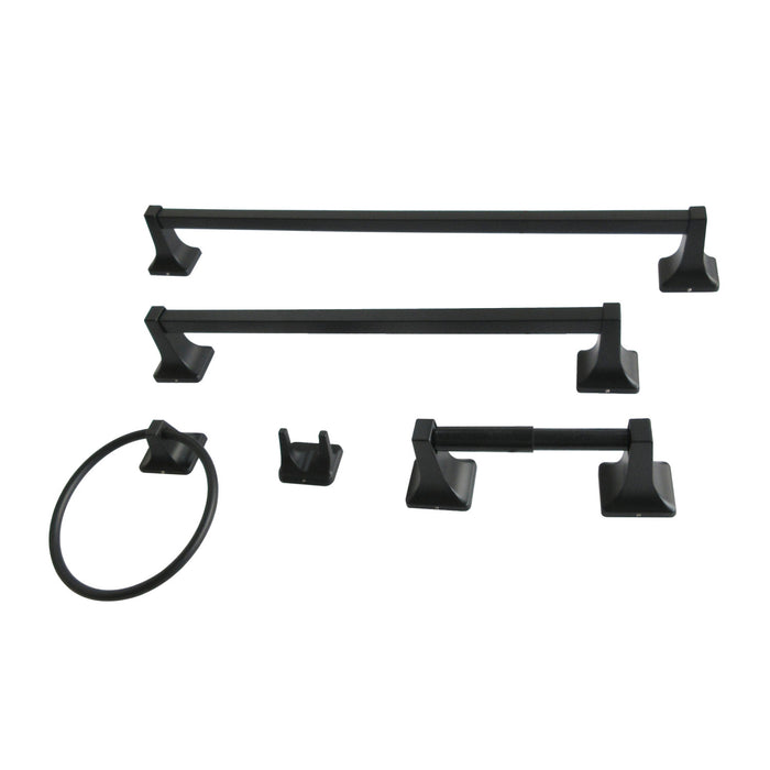 Kingston Sona BAHK60212478K - Milton 5-Piece 18-Inch and 24-Inch Towel Bars Bathroom Accessory Set, Matte Black