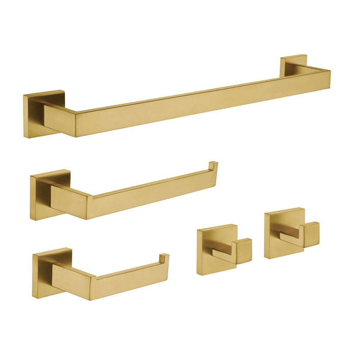 Kingston Sona BAHK6024778BB - Lasdun 5-Piece 18-Inch Towel Bar Bathroom Accessory Set, Brushed Brass