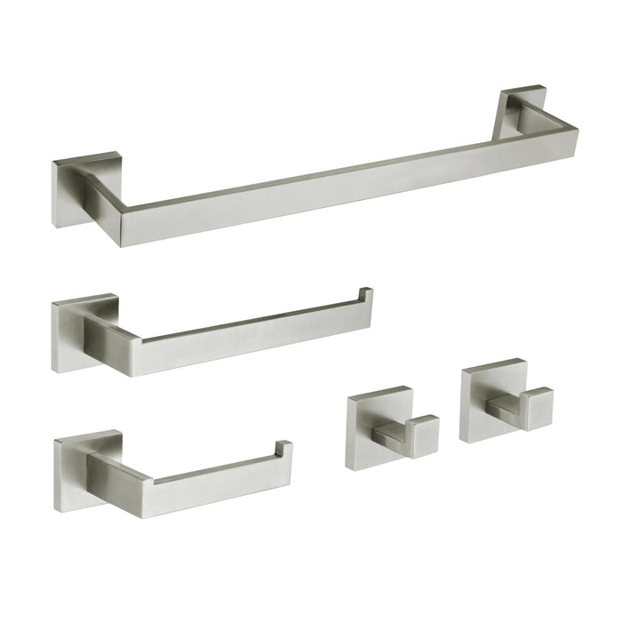 Kingston Sona BAHK6024778BN - Lasdun 5-Piece 18-Inch Towel Bar Bathroom Accessory Set, Brushed Nickel