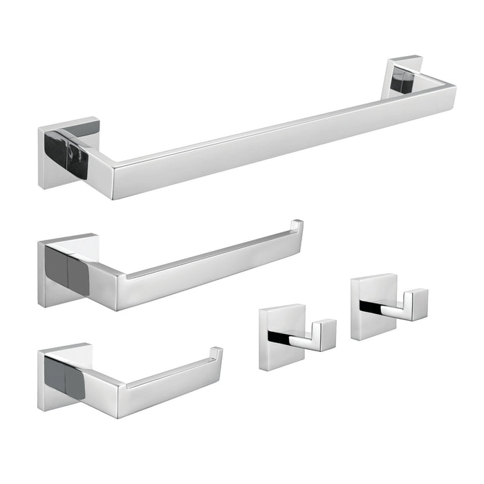 Lasdun BAHK6024778C 5-Piece 18-Inch Towel Bar Bathroom Accessory Set, Polished Chrome