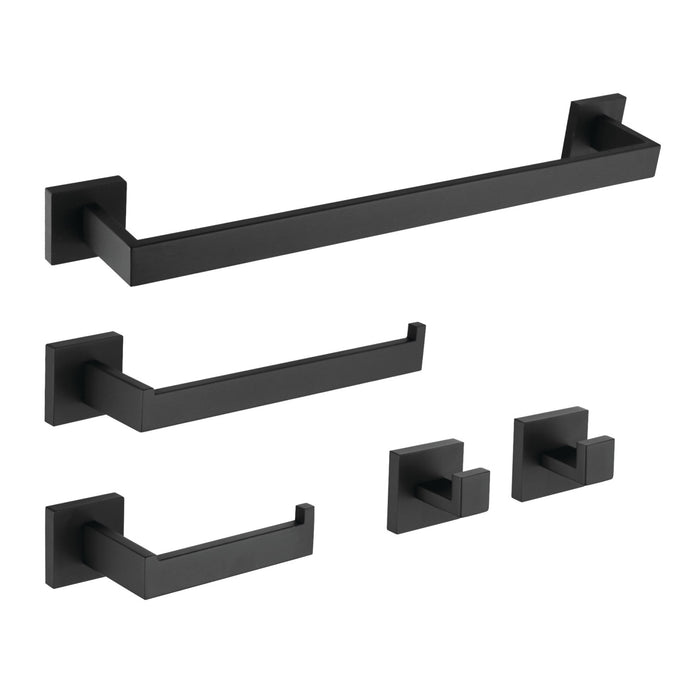 Lasdun BAHK6024778MB 5-Piece 18-Inch Towel Bar Bathroom Accessory Set, Matte Black