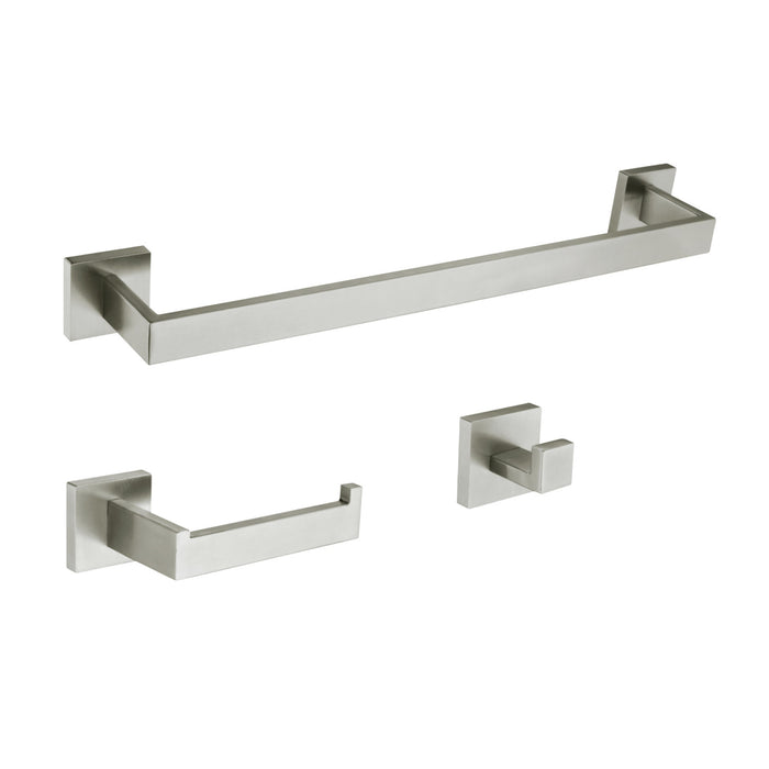 Lasdun BAHK60278BN 3-Piece 18-Inch Towel Bar Bathroom Accessory Set, Brushed Nickel