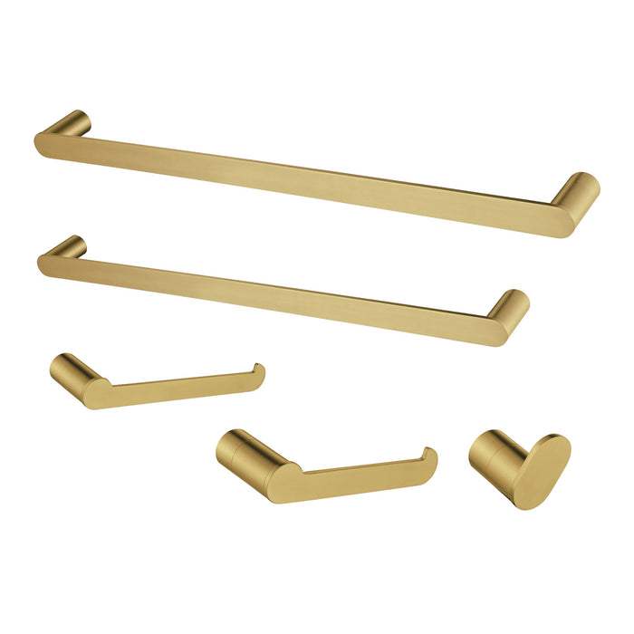 Kingston Sona BAHK6112478BB - Dessau 5-Piece 18-Inch and 24-Inch Towel Bars Bathroom Accessory Set, Brushed Brass