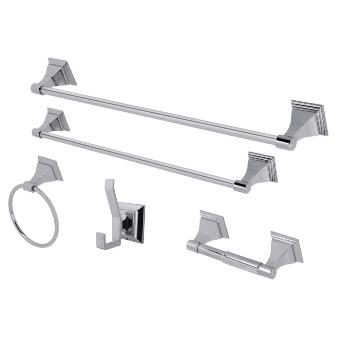 Kingston Tulare BAHK61212478C - Monarch 5-Piece 18-Inch and 24-Inch Towel Bars Bathroom Accessory Set, Polished Chrome