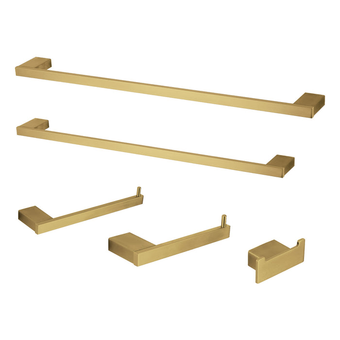 Kingston Sona BAHK6312478BB - Metzinger 5-Piece 18-Inch and 24-Inch Towel Bars Bathroom Accessory Set, Brushed Brass