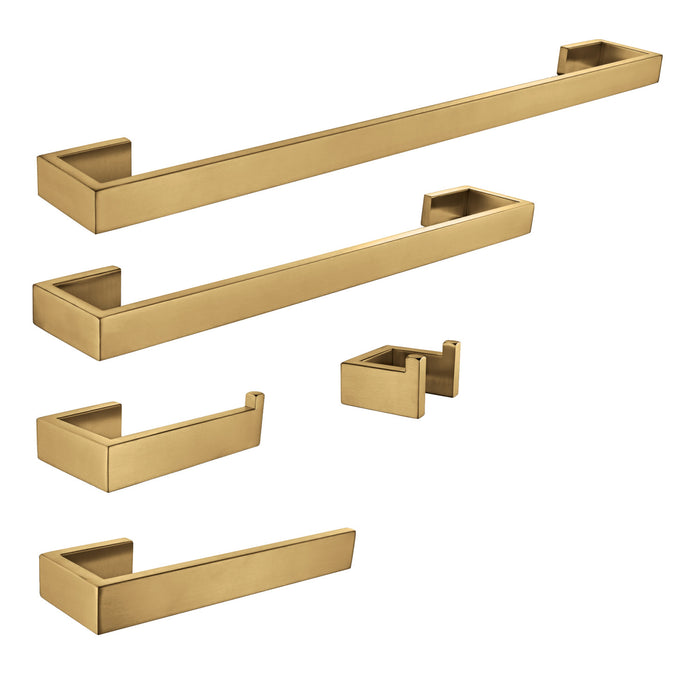 Lasdun BAHK6412478BB 5-Piece 18-Inch and 24-Inch Towel Bars Bathroom Accessory Set, Brushed Brass