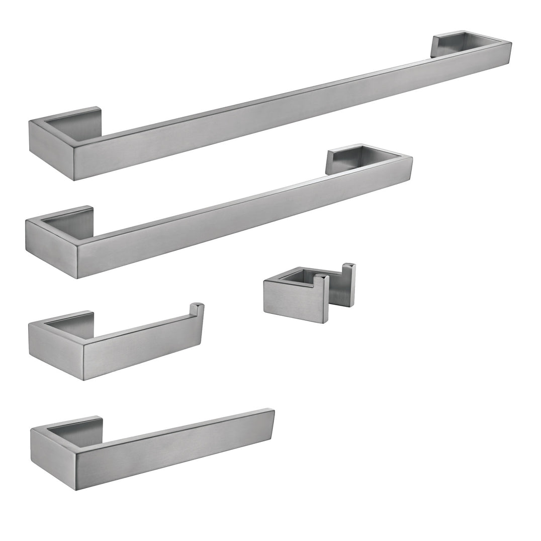 Lasdun BAHK6412478BN 5-Piece 18-Inch and 24-Inch Towel Bars Bathroom Accessory Set, Brushed Nickel - Thumbnail 4