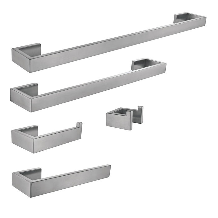 Kingston Sona BAHK6412478BN - Lasdun 5-Piece 18-Inch and 24-Inch Towel Bars Bathroom Accessory Set, Brushed Nickel