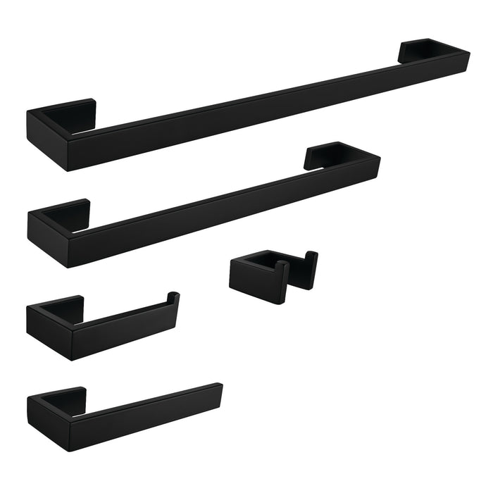 Kingston Sona BAHK6412478MB - Lasdun 5-Piece 18-Inch and 24-Inch Towel Bars Bathroom Accessory Set, Matte Black
