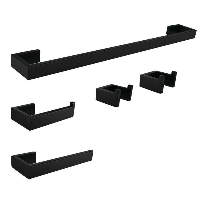 Lasdun BAHK6424778MB 5-Piece 18-Inch Towel Bar Bathroom Accessory Set, Matte Black