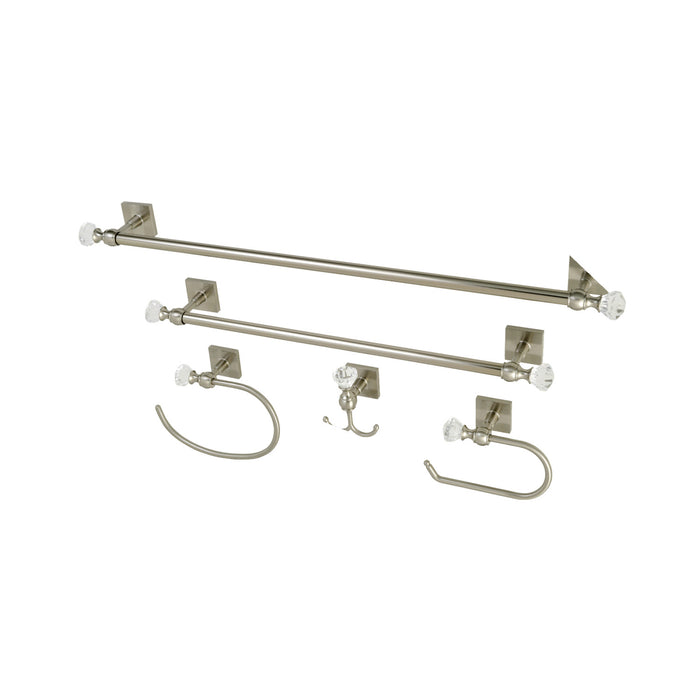 Kingston Celebrity BAHK70512478SN 5-Piece 18-Inch and 24-Inch Towel Bars Bathroom Accessory Set, Brushed Nickel