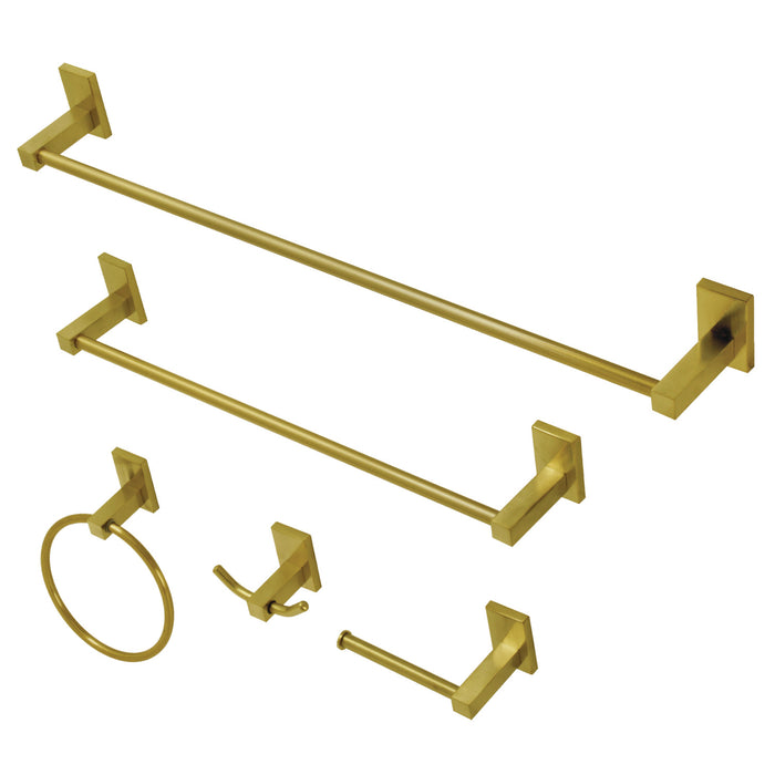 Kingston Sona BAHK8212478BB - Continental 5-Piece 18-Inch and 24-Inch Towel Bars Bathroom Accessory Set, Brushed Brass