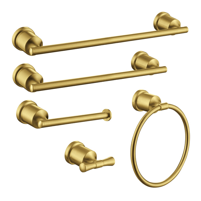 Kingston Sona BAHK9112478BB - Mathsson 5-Piece 18-Inch and 24-Inch Towel Bars Bathroom Accessory Set, Brushed Brass