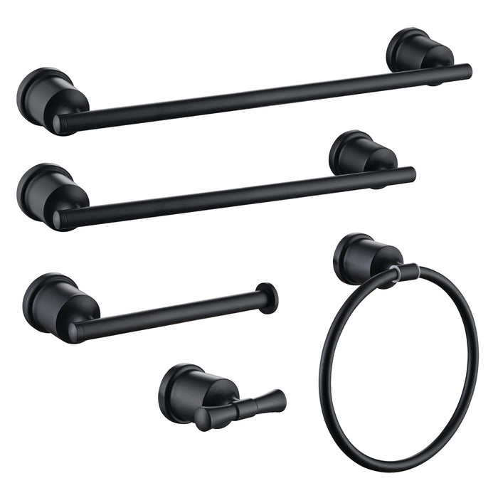 Kingston Sona BAHK9112478MB - Mathsson 5-Piece 18-Inch and 24-Inch Towel Bars Bathroom Accessory Set, Matte Black