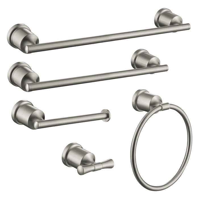 Kingston Sona BAHK9112478SN - Mathsson 5-Piece 18-Inch and 24-Inch Towel Bars Bathroom Accessory Set, Brushed Nickel