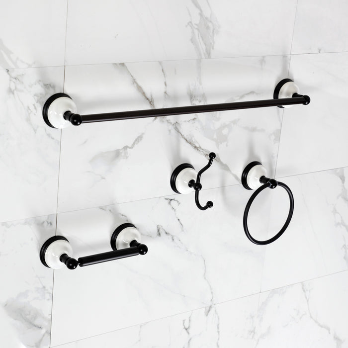 Kingston Heirloom BAK1111478MB - Victorian 4-Piece 24-Inch Towel Bar Bathroom Accessory Set, Matte Black
