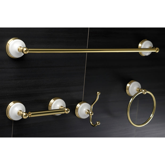 Kingston Heirloom BAK1111478PB - Victorian 4-Piece 24-Inch Towel Bar Bathroom Accessory Set, Polished Brass