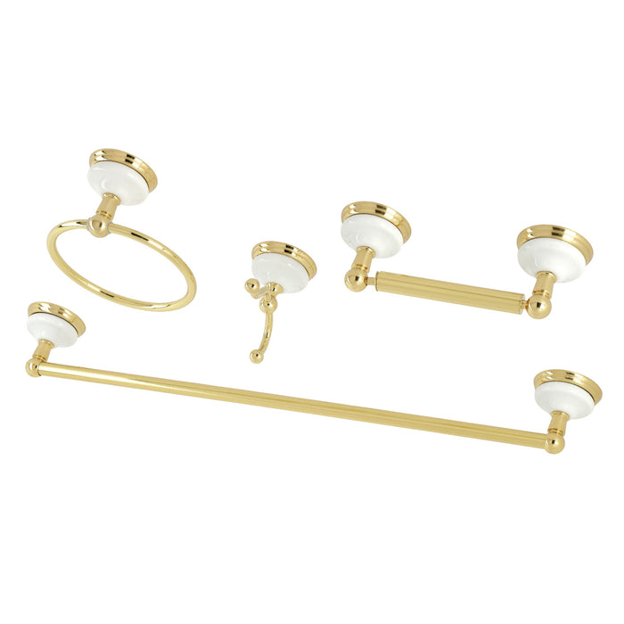 Kingston Heirloom BAK1111478PB - Victorian 4-Piece 24-Inch Towel Bar Bathroom Accessory Set, Polished Brass