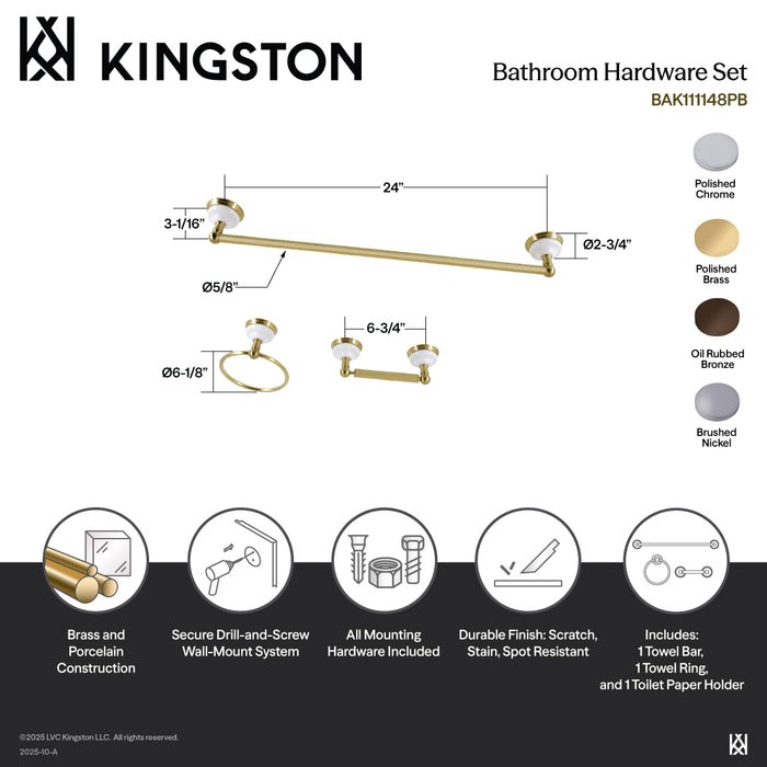 Victorian BAK111148C 3-Piece 24-Inch Towel Bar Bathroom Accessory Set, Polished Chrome