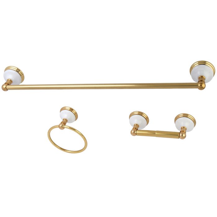 Kingston Heirloom BAK111148PB - Victorian 3-Piece 24-Inch Towel Bar Bathroom Accessory Set, Polished Brass