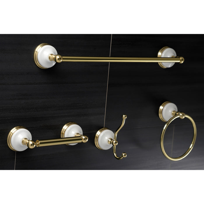 Kingston Heirloom BAK1112478PB - Victorian 4-Piece 18-Inch Towel Bar Bathroom Accessory Set, Polished Brass