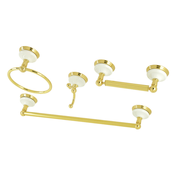Kingston Heirloom BAK1112478PB - Victorian 4-Piece 18-Inch Towel Bar Bathroom Accessory Set, Polished Brass