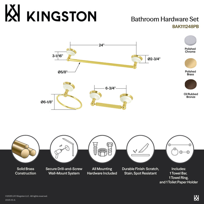 Kingston Heirloom BAK111248ORB - Victorian 3-Piece 18-Inch Towel Bar Bathroom Accessory Set, Oil Rubbed Bronze