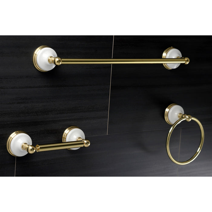 Kingston Heirloom BAK111248PB - Victorian 3-Piece 18-Inch Towel Bar Bathroom Accessory Set, Polished Brass