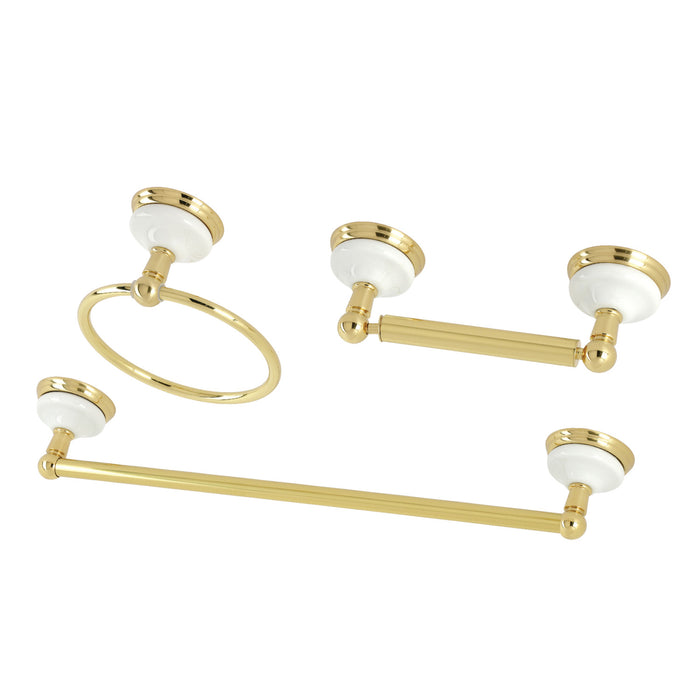 Kingston Heirloom BAK111248PB - Victorian 3-Piece 18-Inch Towel Bar Bathroom Accessory Set, Polished Brass