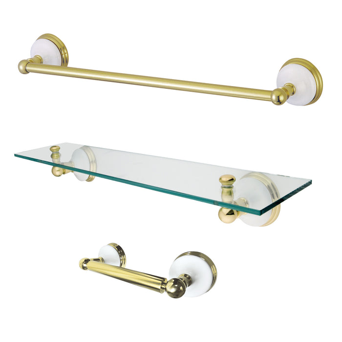 Kingston Heirloom BAK111289PB - Victorian 3-Piece 18-Inch Towel Bar Bathroom Accessory Set, Polished Brass
