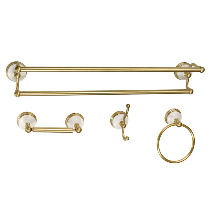 Victorian BAK1113478BB 4-Piece 24-Inch Dual Towel Bar Bathroom Accessory Set, Brushed Brass