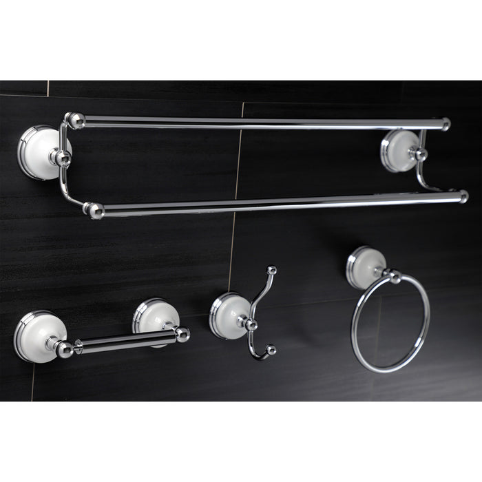 Kingston Heirloom BAK1113478C - Victorian 4-Piece 24-Inch Dual Towel Bar Bathroom Accessory Set, Polished Chrome