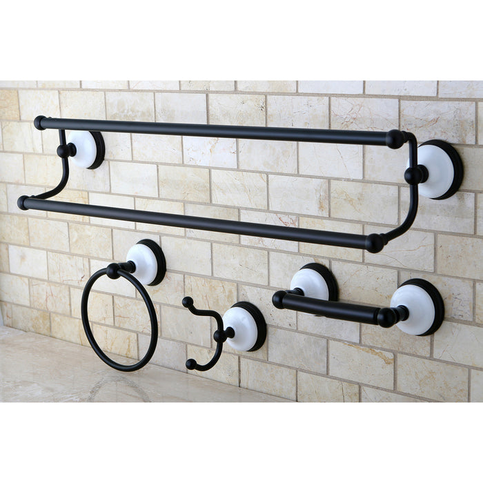 Kingston Heirloom BAK1113478ORB - Victorian 4-Piece 24-Inch Dual Towel Bar Bathroom Accessory Set, Oil Rubbed Bronze