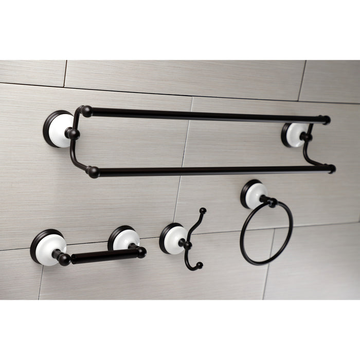 Kingston Heirloom BAK1113478ORB - Victorian 4-Piece 24-Inch Dual Towel Bar Bathroom Accessory Set, Oil Rubbed Bronze