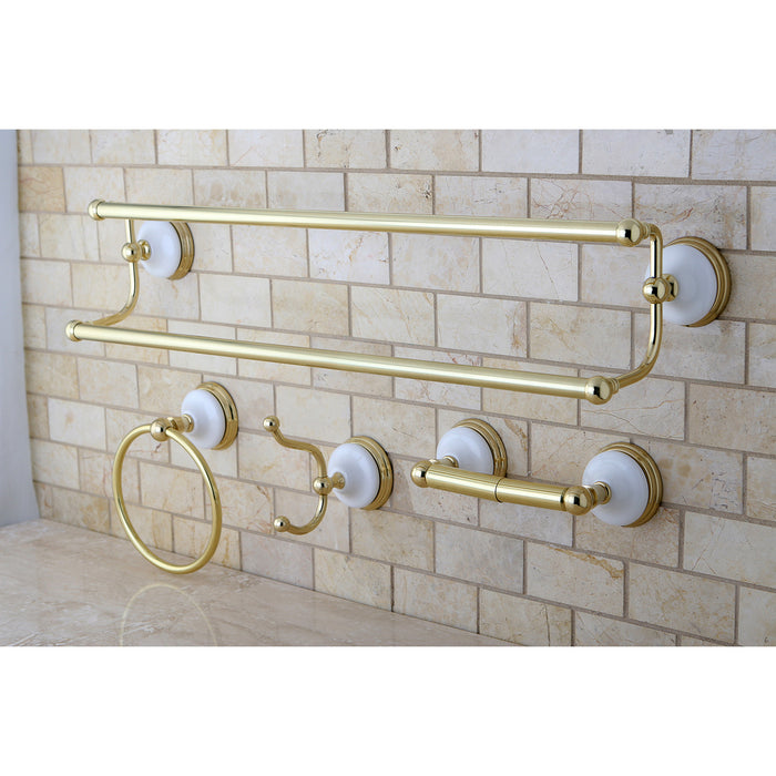Victorian BAK1113478PB 4-Piece 24-Inch Dual Towel Bar Bathroom Accessory Set, Polished Brass