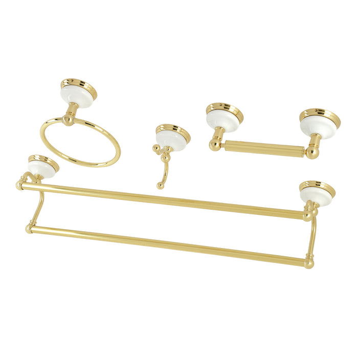 Victorian BAK1113478PB 4-Piece 24-Inch Dual Towel Bar Bathroom Accessory Set, Polished Brass
