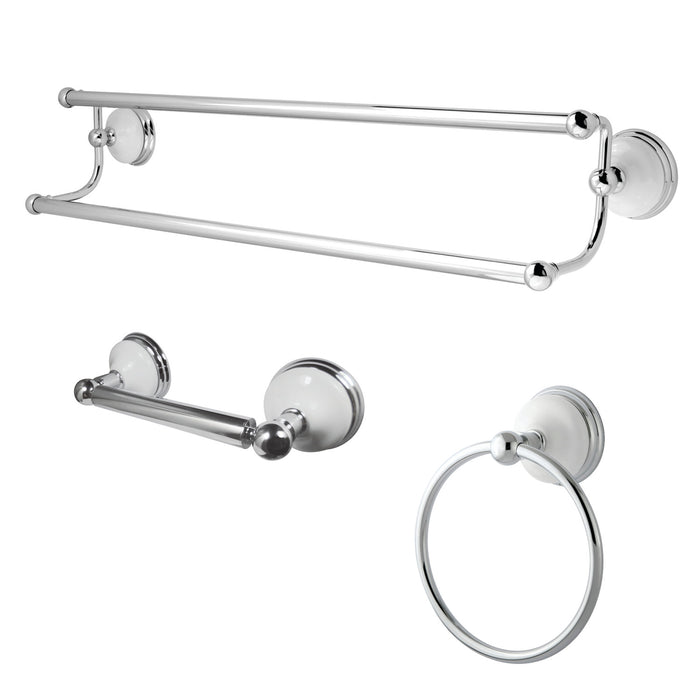 Kingston Heirloom BAK111348C - Victorian 3-Piece 24-Inch Dual Towel Bar Bathroom Accessory Set, Polished Chrome