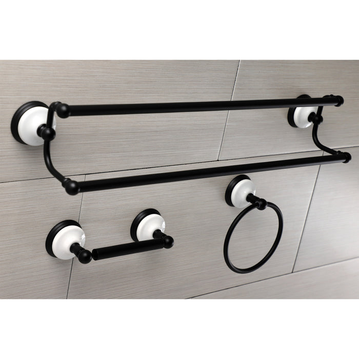 Kingston Heirloom BAK111348MB - Victorian 3-Piece 24-Inch Dual Towel Bar Bathroom Accessory Set, Matte Black