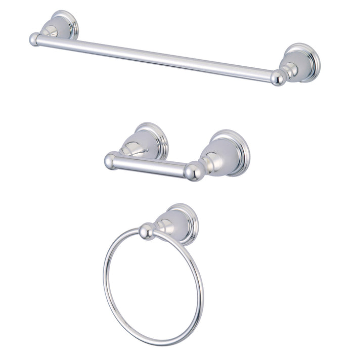 Kingston Heirloom BAK175148C - Heritage 3-Piece 24-Inch Towel Bar Bathroom Accessory Set, Polished Chrome